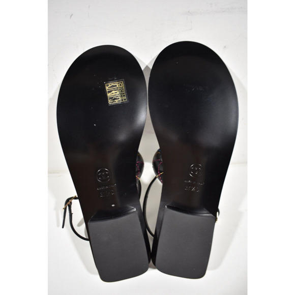 Chanel 21K Black Multicolor Leather CC Logo Mule Slide Flat Thong Sandal 37.5 - Picture 11 of 11